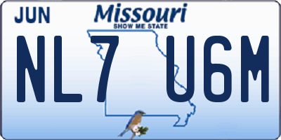 MO license plate NL7U6M
