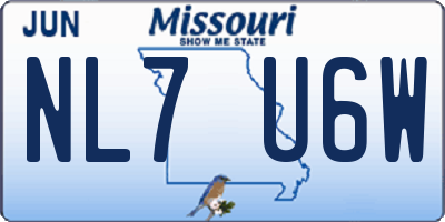 MO license plate NL7U6W