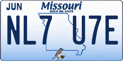 MO license plate NL7U7E