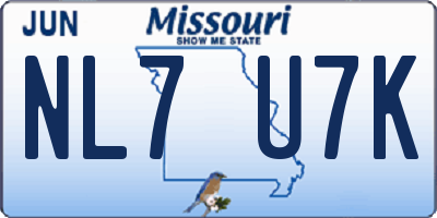 MO license plate NL7U7K