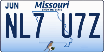 MO license plate NL7U7Z