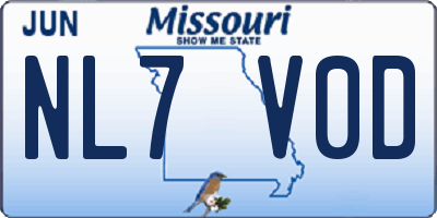 MO license plate NL7V0D
