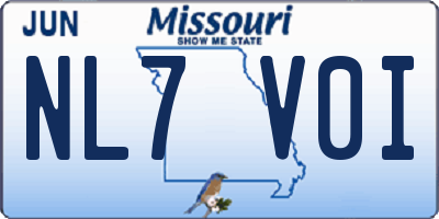 MO license plate NL7V0I