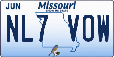 MO license plate NL7V0W