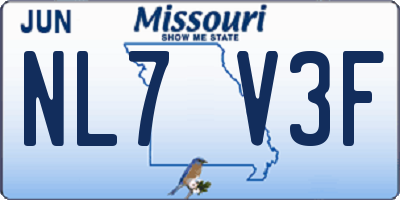 MO license plate NL7V3F