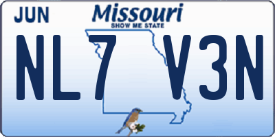 MO license plate NL7V3N