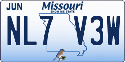 MO license plate NL7V3W