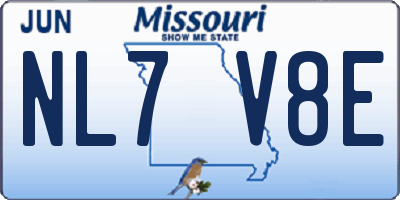 MO license plate NL7V8E