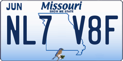 MO license plate NL7V8F