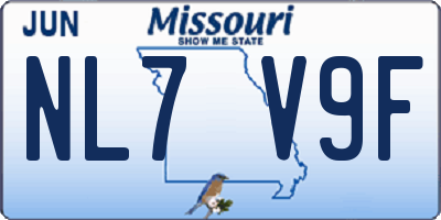 MO license plate NL7V9F