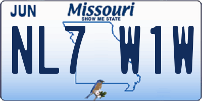 MO license plate NL7W1W