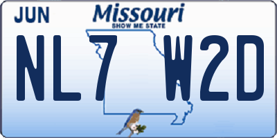 MO license plate NL7W2D
