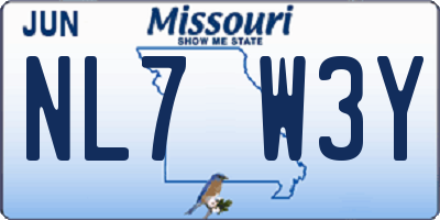 MO license plate NL7W3Y