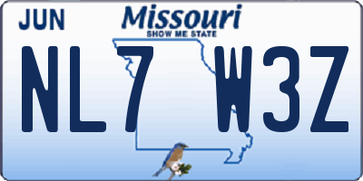 MO license plate NL7W3Z