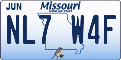 MO license plate NL7W4F