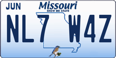 MO license plate NL7W4Z