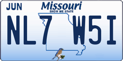 MO license plate NL7W5I
