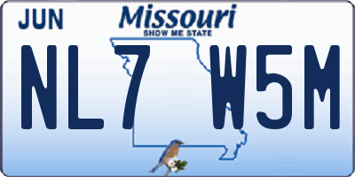 MO license plate NL7W5M