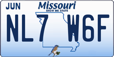 MO license plate NL7W6F