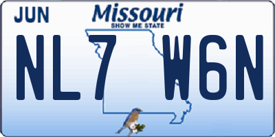 MO license plate NL7W6N