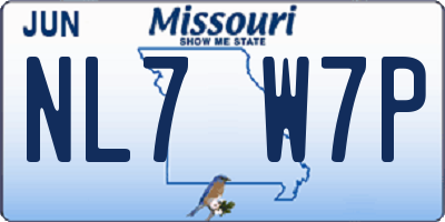 MO license plate NL7W7P