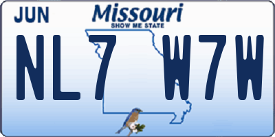 MO license plate NL7W7W