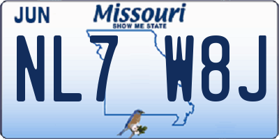 MO license plate NL7W8J