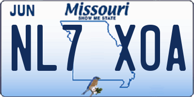 MO license plate NL7X0A