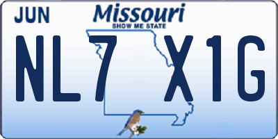 MO license plate NL7X1G