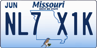 MO license plate NL7X1K
