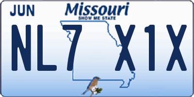 MO license plate NL7X1X