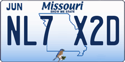 MO license plate NL7X2D
