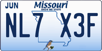 MO license plate NL7X3F