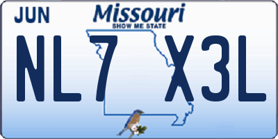MO license plate NL7X3L