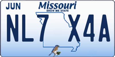 MO license plate NL7X4A
