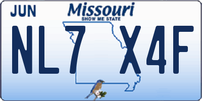 MO license plate NL7X4F