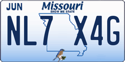 MO license plate NL7X4G