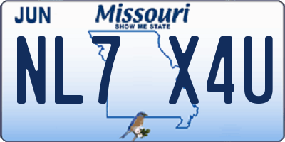 MO license plate NL7X4U