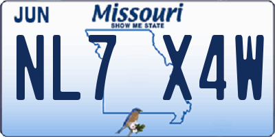 MO license plate NL7X4W