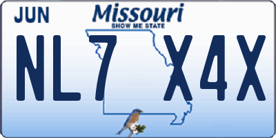 MO license plate NL7X4X