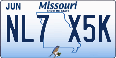 MO license plate NL7X5K