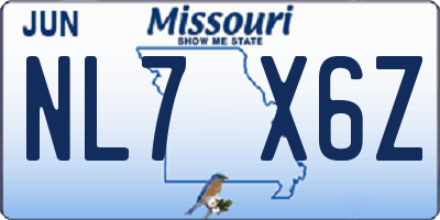 MO license plate NL7X6Z