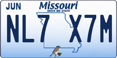 MO license plate NL7X7M