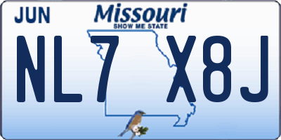 MO license plate NL7X8J