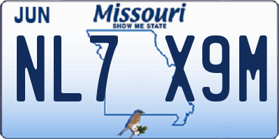 MO license plate NL7X9M