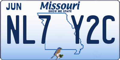 MO license plate NL7Y2C