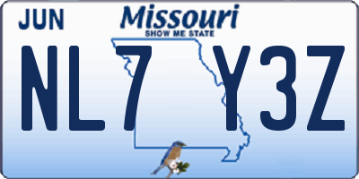 MO license plate NL7Y3Z