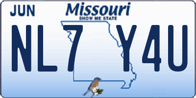 MO license plate NL7Y4U