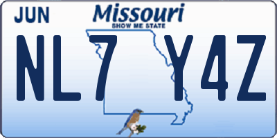 MO license plate NL7Y4Z