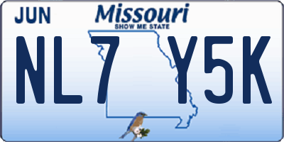 MO license plate NL7Y5K